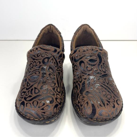 B.O.C Born Concept Nurse Clogs Size 7 Brown Printed Leather Comfort Platform - Picture 10 of 14